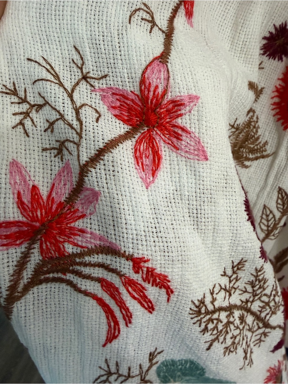 🌺 RARE! Anthropologie White Midi Dress with Multicolor Floral Embroidery - Picture 8 of 12